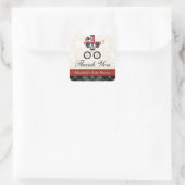 RED en Black Damask Baby Carriage Bedankt Vierkante Sticker (Tas)