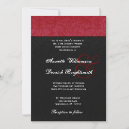 Red en Black Damask Wedding B734 Kaart