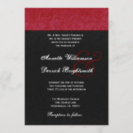 Red en Black Damask Wedding B734 Kaart
