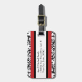 Red en Black Floral Damask Bagagelabel (Voorkant verticaal)