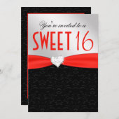 Red en Black Floral Damask Diamond Heart Kaart (Voorkant / Achterkant)