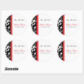Red en Black Floral sparen de datum... Ronde Sticker (Vel)