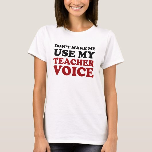 Red en Black Funny Teacher Voice T-shirt (Voorkant)
