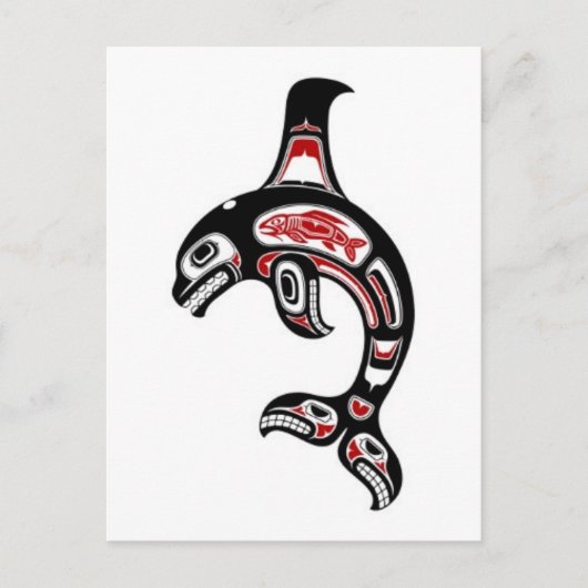 Red en Black Haida Spirit Killer Whale Briefkaart (Voorkant)