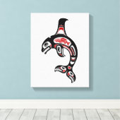 Red en Black Haida Spirit Killer Whale Canvas Afdruk (Insitu (Houten vloer))
