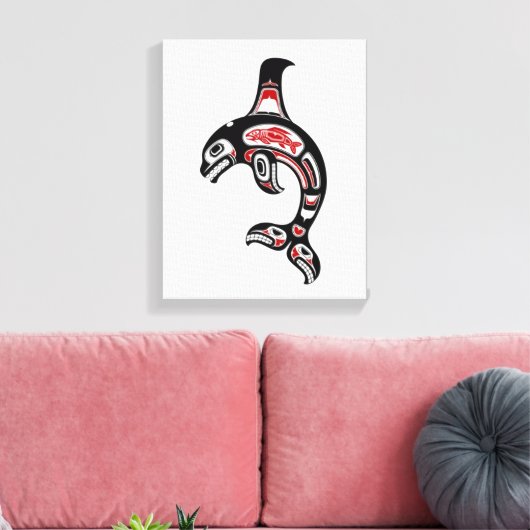 Red en Black Haida Spirit Killer Whale Canvas Afdruk (Insitu (Woonkamer))