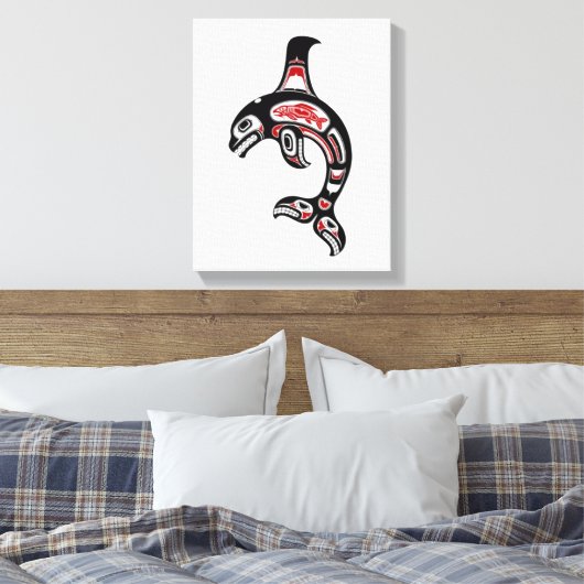 Red en Black Haida Spirit Killer Whale Canvas Afdruk (Insitu (Slaapkamer))