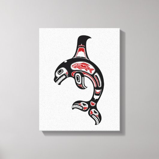Red en Black Haida Spirit Killer Whale Canvas Afdruk (Voorkant)