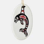 Red en Black Haida Spirit Killer Whale Keramisch Ornament (Rechts)