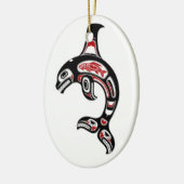 Red en Black Haida Spirit Killer Whale Keramisch Ornament (Links)
