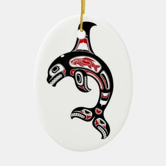 Red en Black Haida Spirit Killer Whale Keramisch Ornament (Voorkant)