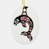 Red en Black Haida Spirit Killer Whale Keramisch Ornament (Achterkant)