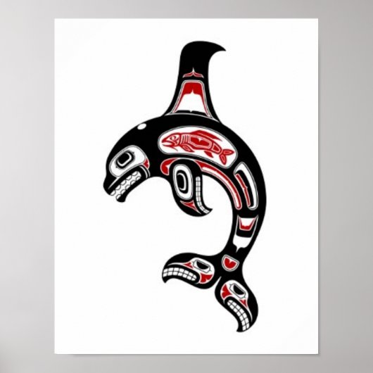 Red en Black Haida Spirit Killer Whale Poster (Voorkant)