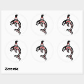Red en Black Haida Spirit Killer Whale Ronde Sticker (Vel)