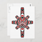 Red en Black Haida Sun Masker op White Briefkaart (Voorkant / Achterkant)