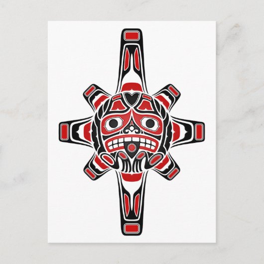 Red en Black Haida Sun Masker op White Briefkaart (Voorkant)