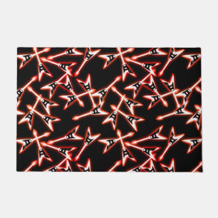 Red en Black Heavy Metal Electric Guitar Pattern Deurmat