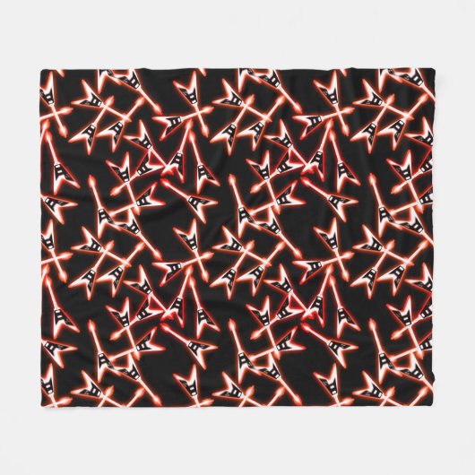 Red en Black Heavy Metal Electric Guitar Pattern Fleece Deken (Voorkant (Horizontaal))