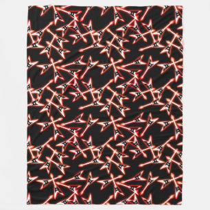 Red en Black Heavy Metal Electric Guitar Pattern Fleece Deken