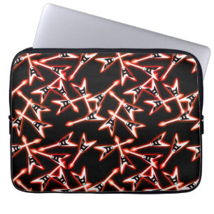 Red en Black Heavy Metal Electric Guitar Pattern Laptop Sleeve