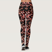 Red en Black Heavy Metal Electric Guitar Pattern Leggings (Achterkant)