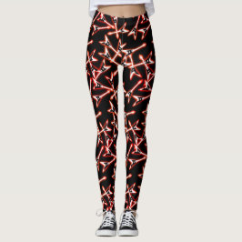 Red en Black Heavy Metal Electric Guitar Pattern Leggings
