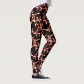 Red en Black Heavy Metal Electric Guitar Pattern Leggings (Rechts)