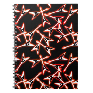 Red en Black Heavy Metal Electric Guitar Pattern Notitieboek