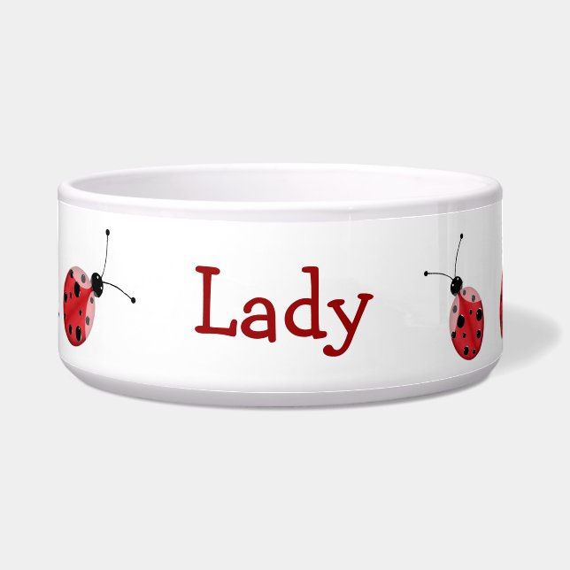 Red en Black Ladybugs Aangepaste Dog Bowl Voerbakje (Voorkant)