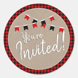 Red en Black Lumberjack Check You've Ronde Sticker