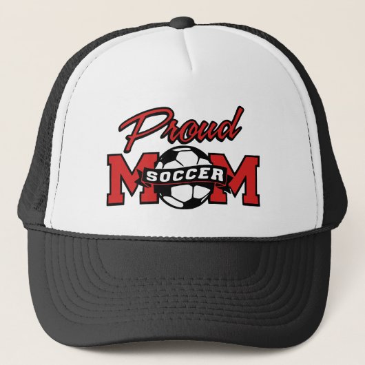 Red en Black Proud Soccer Mam Trucker Pet (Voorkant)
