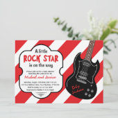 Red en Black Rock Star Rock a Bye Baby shower Kaart (Staand voorkant)