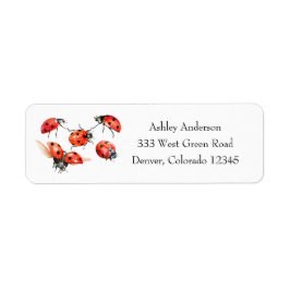 Red en Black Waterverf Ladybug Return Adres Etiket