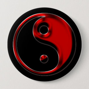 Red en Black Yin Yang Button
