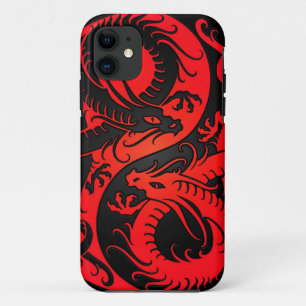 Red en Black Yin Yang Chinese Dragons Case-Mate iPhone Case