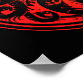 Red en Black Yin Yang Chinese Dragons Poster (Hoek)