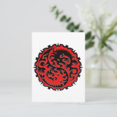 Red en Black Yin Yang Dragon Briefkaart (Staand voorkant)