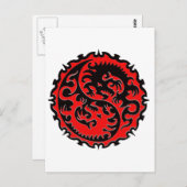 Red en Black Yin Yang Dragon Briefkaart (Voorkant / Achterkant)