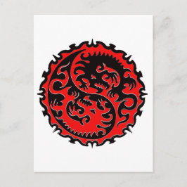 Red en Black Yin Yang Dragon Briefkaart
