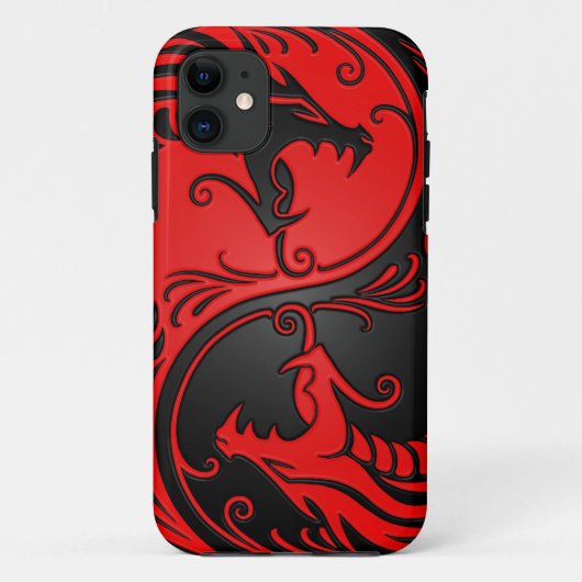 Red en Black Yin Yang Dragons Case-Mate iPhone Case (Achterkant)