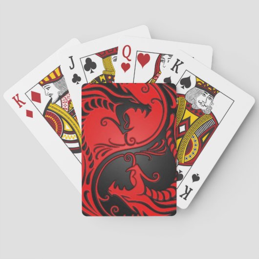 Red en Black Yin Yang Dragons Pokerkaarten (Achterkant)