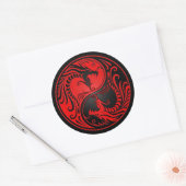 Red en Black Yin Yang Dragons Ronde Sticker (Envelop)