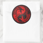 Red en Black Yin Yang Dragons Ronde Sticker (Tas)