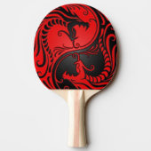 Red en Black Yin Yang Dragons Tafeltennisbatje (Achterkant)