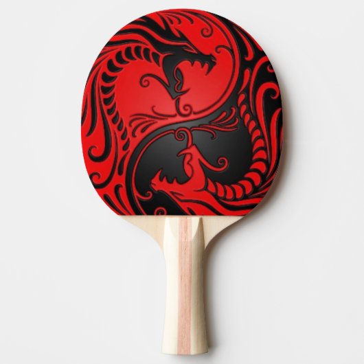 Red en Black Yin Yang Dragons Tafeltennisbatje (Voorkant)