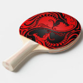 Red en Black Yin Yang Dragons Tafeltennisbatje (Voorkant Gekanteld)