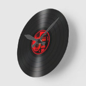 Red en Black Yin Yang Guitars Vinyl Graphic Ronde Klok (Hoek)