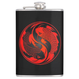 Red en Black Yin Yang Koi Fish Heupfles