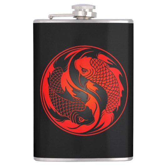 Red en Black Yin Yang Koi Fish Heupfles (Voorkant)