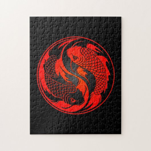 Red en Black Yin Yang Koi Fish Legpuzzel (Verticaal)